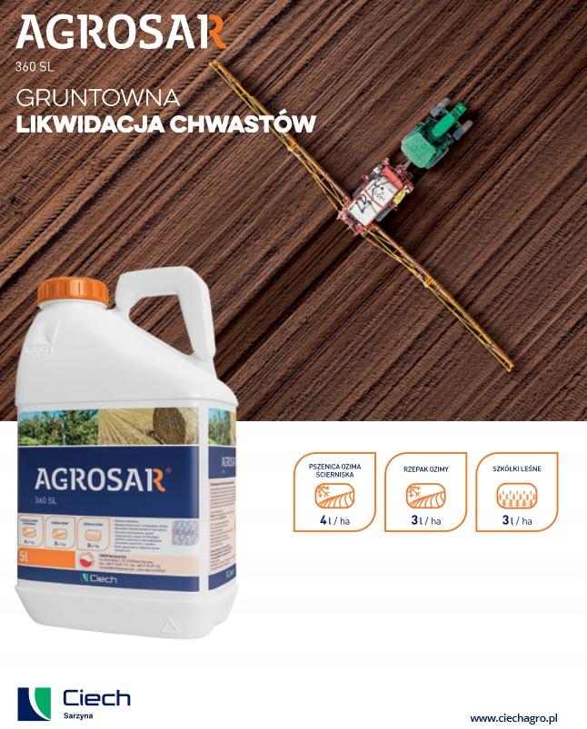 CIECH Agrosar - herbicyd totalny na chwasty, na perz; z glifosatem (360SL) działa jak randap