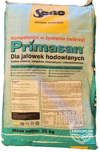 SANO Primasan 25kg – wsparcie żywienia jałówek buhajów i opasów – materiał paszowy