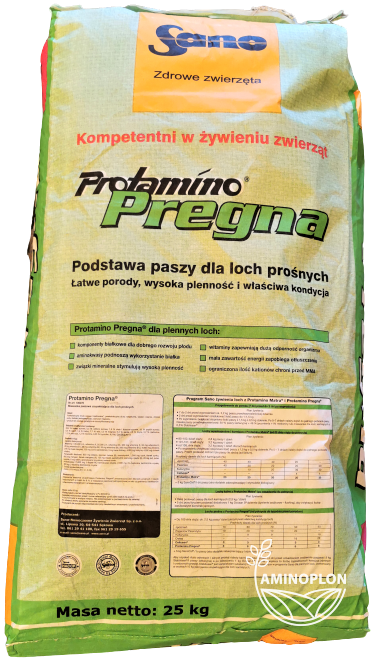 SANO Protamino Pregna 25kg – witaminy minerały i aminokwasy dla loch – materiał paszowy