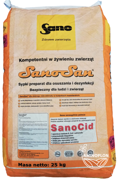 SANO SanoSan 25kg – sucha dezynfekcja kurnika, chlewni i obory – materiał paszowy