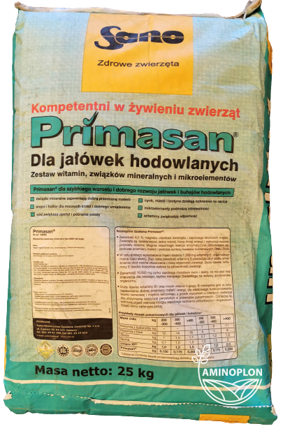 SANO Primasan 25kg - wsparcie żywienia jałówek buhajów i opasów - materiał paszowy