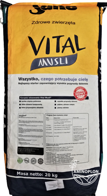 SANO Vital Musli 20kg – lekkostrawna smaczna mieszanka dla cieląt – materiał paszowy