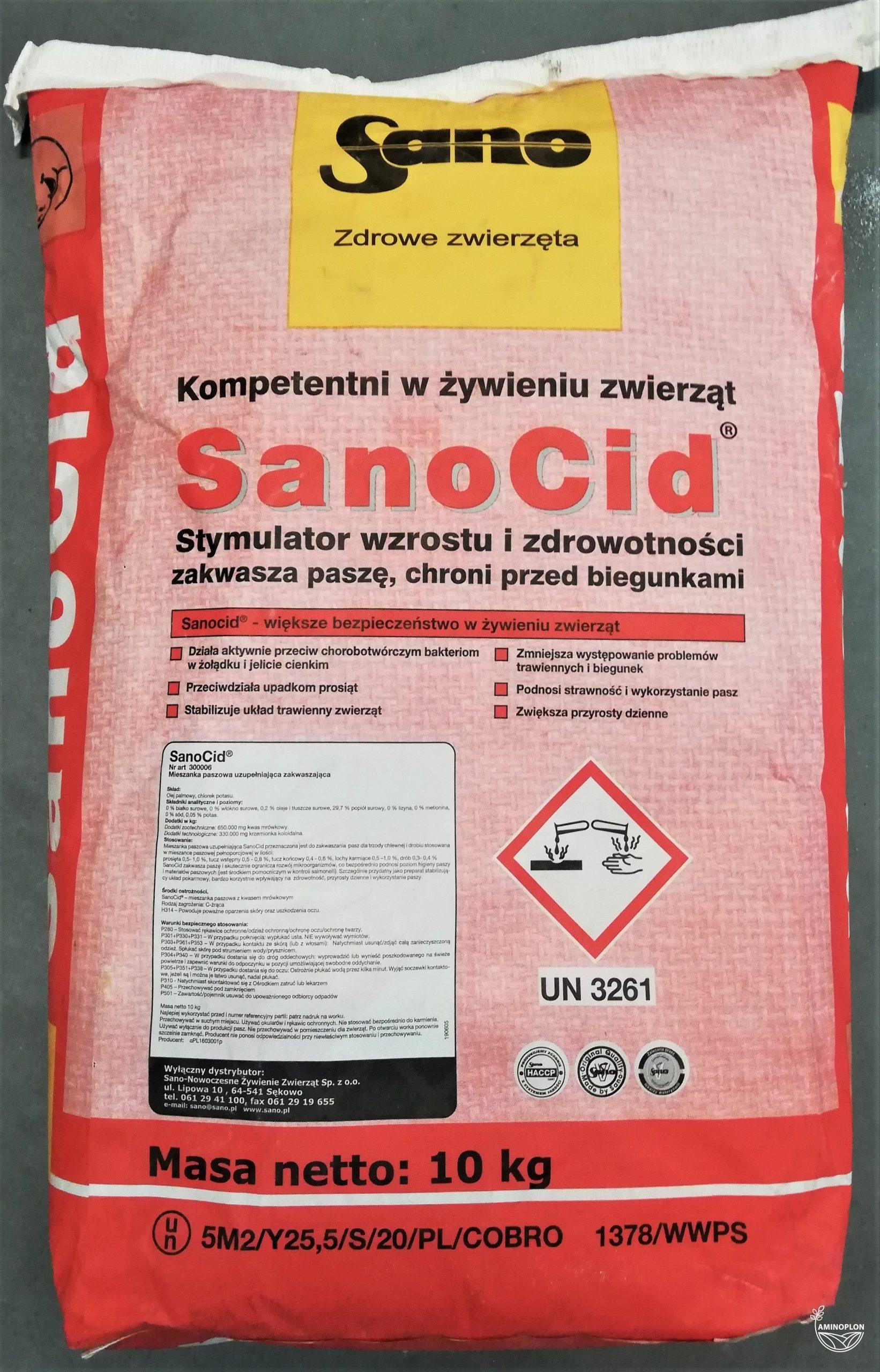 SANO SanoCid - do zakwaszania pasz dla trzody chlewnej oraz drobiu - materiał paszowy