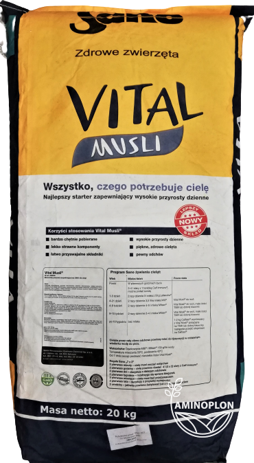 SANO Vital Musli 20kg - lekkostrawna smaczna mieszanka dla cieląt - materiał paszowy
