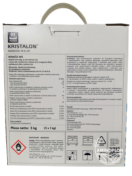 YARAMILA Kristalon 19-6-20 Niebieski 3kg - nawóz bezchlorkowy N-P-K