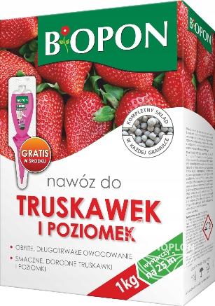BIOPON Nawóz do truskawek i poziomek – pobudzenie owocowania ograniczenie występowania azotanów w owocach