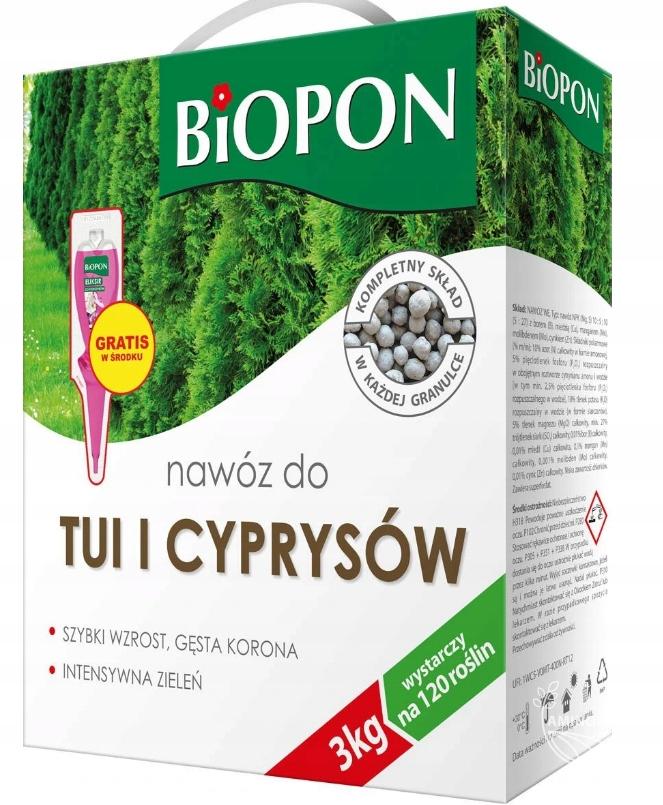 BIOPON Nawóz do tui i cyprysów - szybki wzrost, gęsta korona, intensywna zieleń
