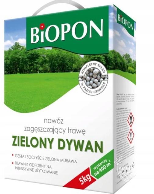 BIOPON Nawóz zagęszczający trawę "ZIELONY DYWAN" - gęsta zieleńsza i odporna na użytkowanie trawa