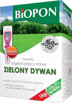 BIOPON Nawóz zagęszczający trawę "ZIELONY DYWAN" - gęsta zieleńsza i odporna na użytkowanie trawa