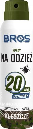 BROS Spray na odzież - odstrasza i zabija kleszcze, skuteczna ochrona do 20 dni