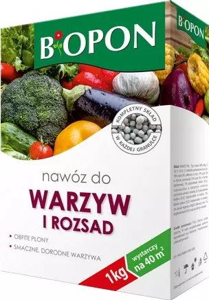 BIOPON Uniwersalny nawóz do warzyw i rozsad - granulowany mineralny nawóz NPK do małych upraw w gruncie, szklarniach i tunelach foliowych