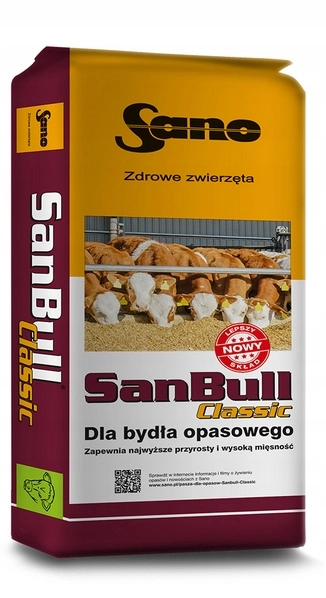 SANO SanBull Classic 25kg - najszybszy opas, wysoka mięsność - kompletna mieszanka uzupełniająca dla bydła opasowego *mat paszowy*