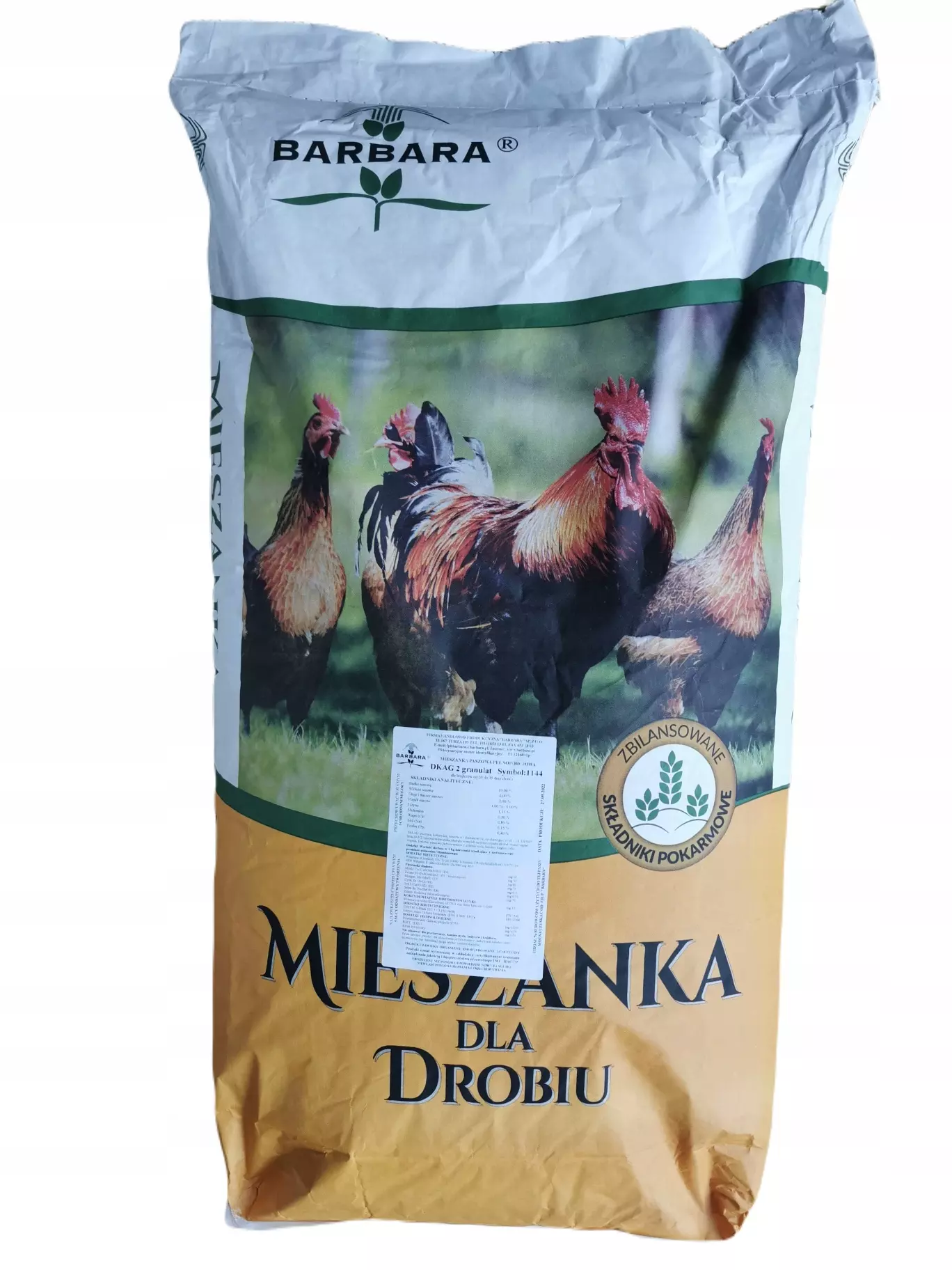 BARBARA Mieszanka dla brojlerów - DKAG2 pełnoporcjowa pasza dla brojlerów od 3 tygodnia życia z naturalnym kokcydiostatykiem *mat paszowy*