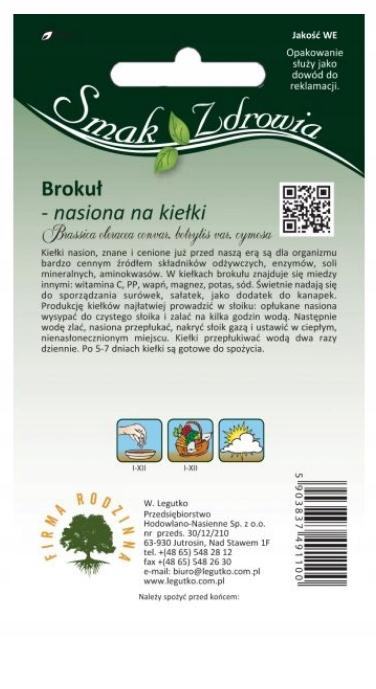 LEGUTKO Brokuł nasiona na kiełki 10g