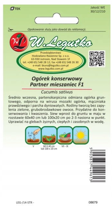 LEGUTKO Ogórek konserwowy gruntowy Partner F1 2g
