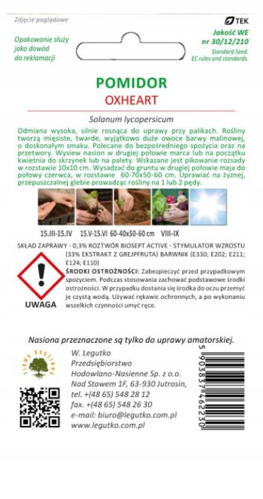 LEGUTKO Pomidor gruntowy Oxheart Bawole Serce 0,2g