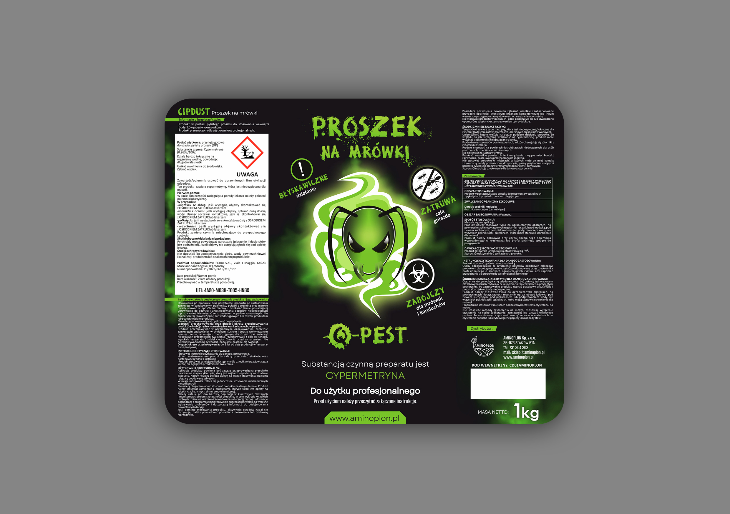 Q-PEST ANTKill – błyskawicznie działający środek do zatruwania całych gniazd mrówek proszek trutka cypermetryna